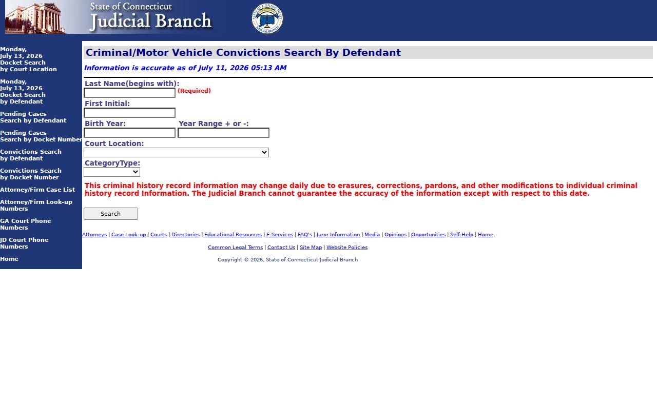 Stamford court dockets criminal and motor vehicle conviction search by defendant