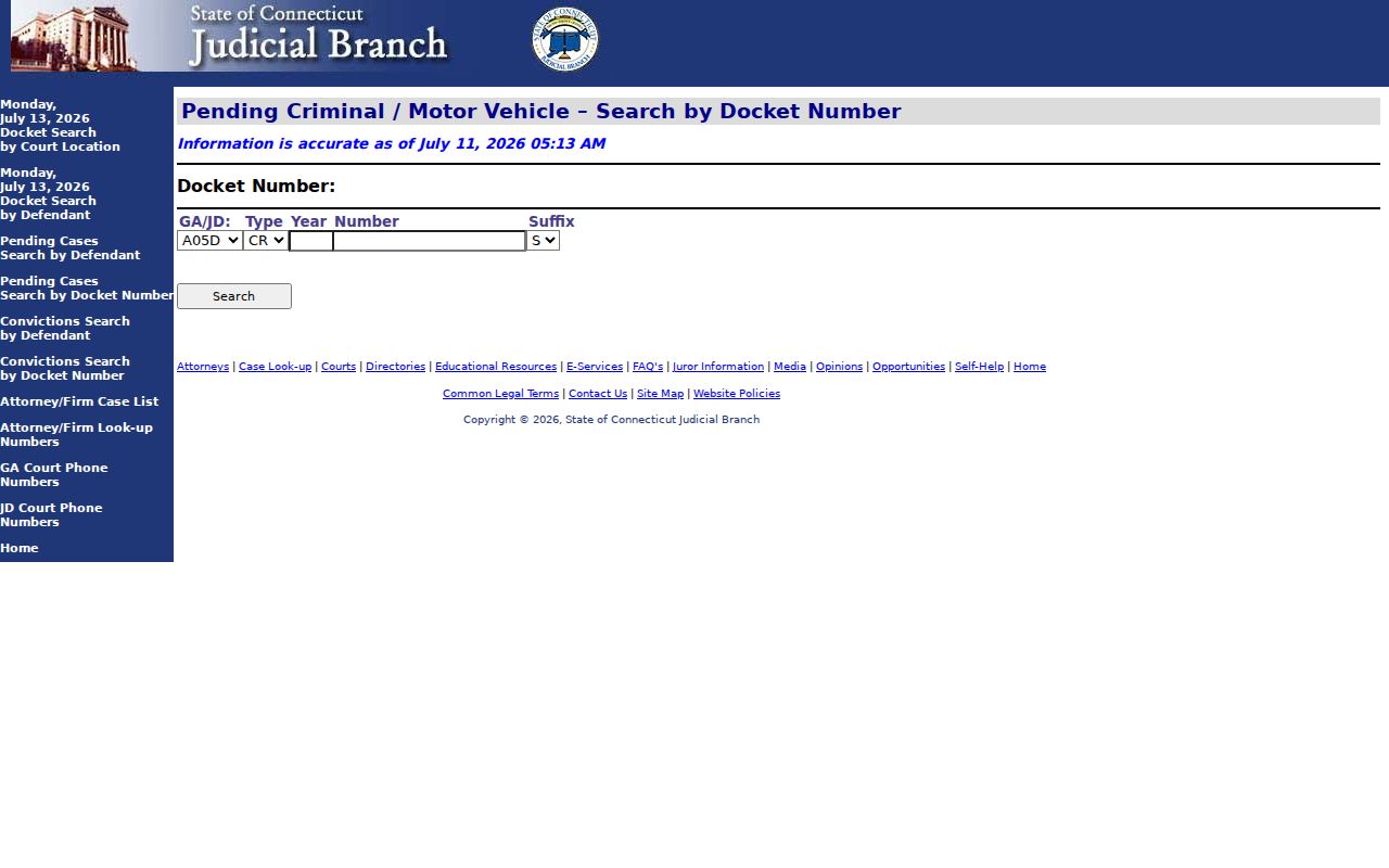 Stamford court dockets pending criminal and motor vehicle docket number search