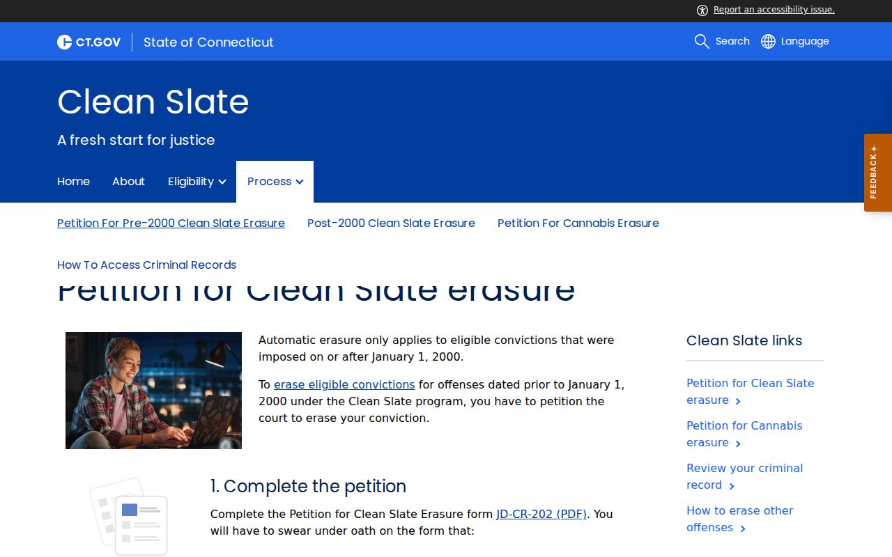 Stamford criminal court records Connecticut Clean Slate petition guidance