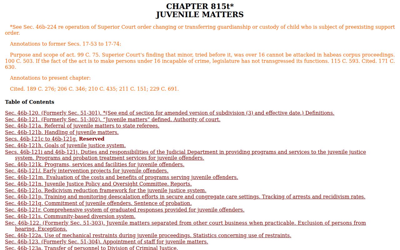 Stamford criminal court records Connecticut juvenile confidentiality chapter