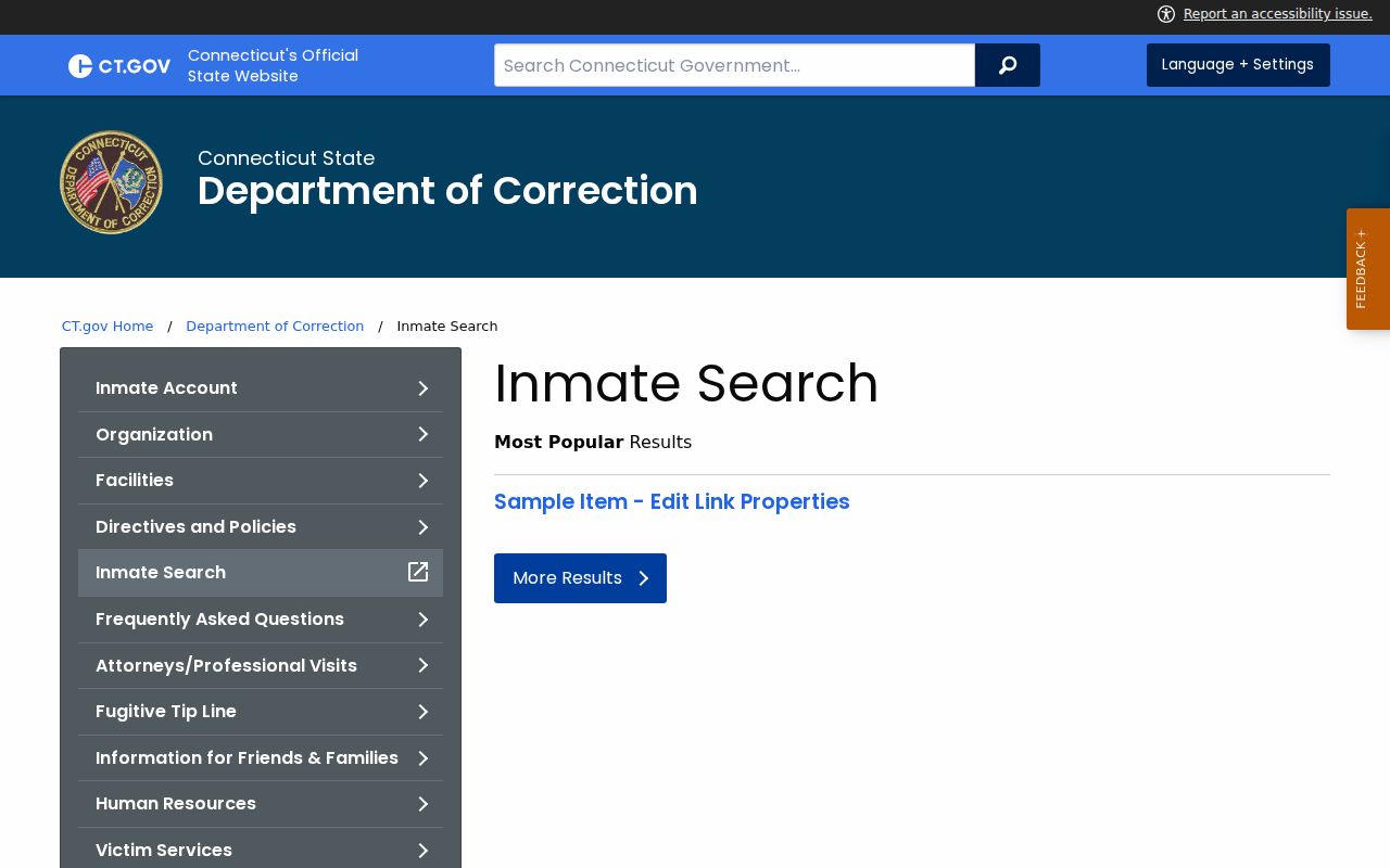 Stamford inmate records through Connecticut DOC inmate search