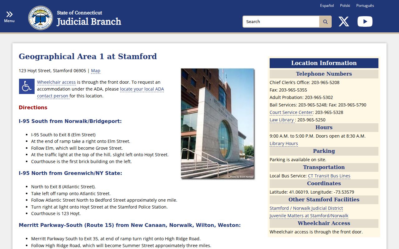 Stamford court records through Geographical Area 1 at Stamford