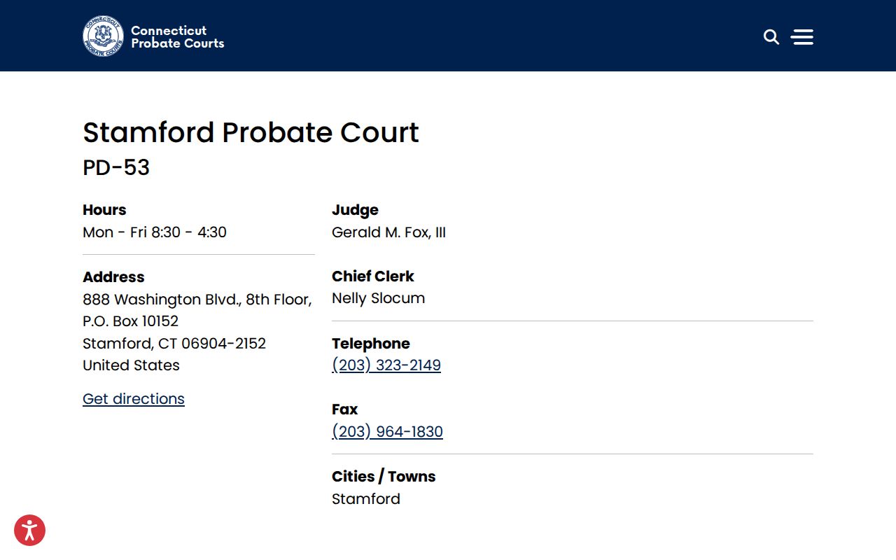 Stamford Probate Court records profile