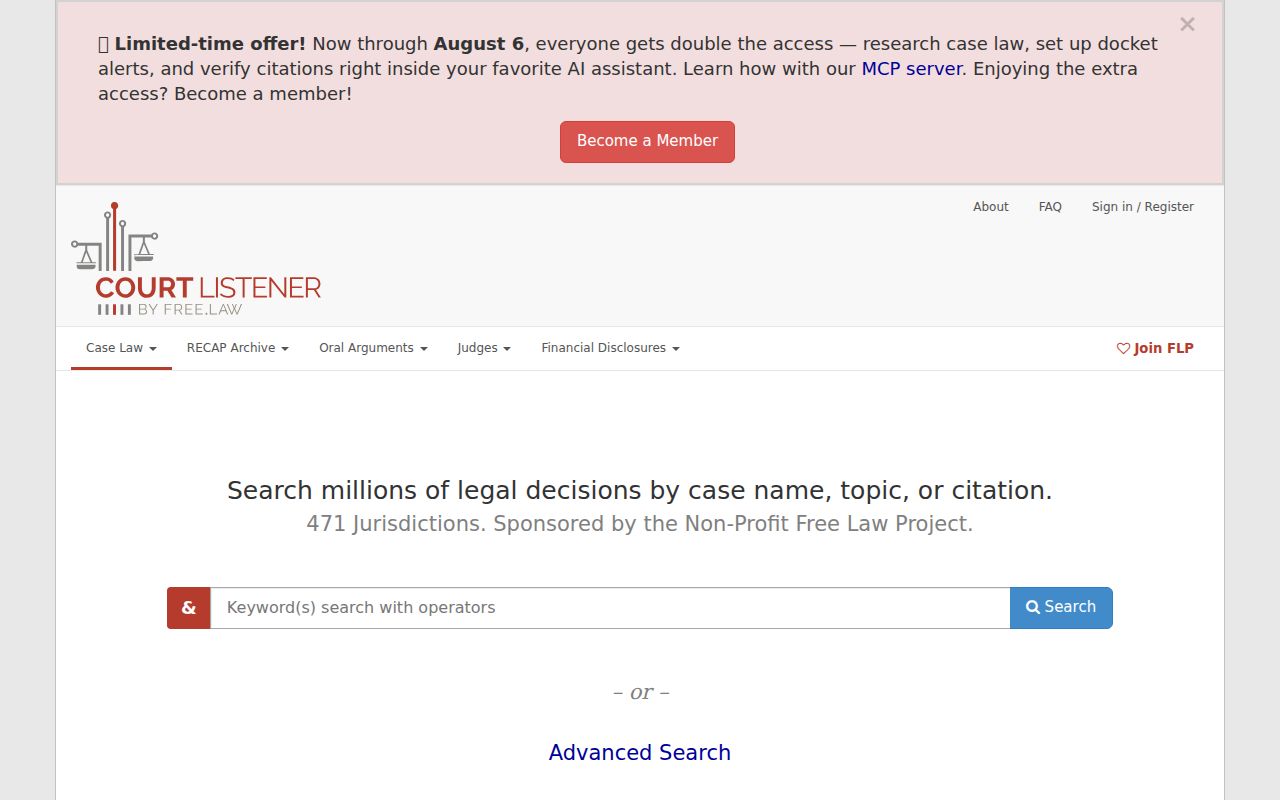 CourtListener court research website